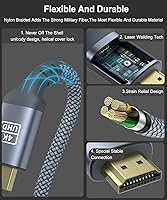 Vista 5 de AkoaDa Cable HDMI 4K de 15 pies, cable de juegos de alta velocidad 2.0 de 18 Gbps 4K a 60 Hz HDR, 2K, ARC 3D compatible con PS5/4, TV UHD