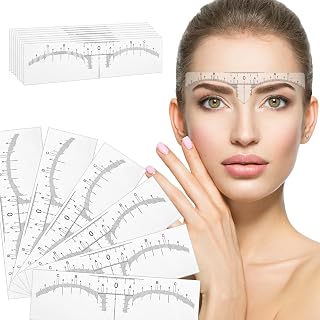 120 PCS Eyebrow Ruler Stencil - Clear Disposable Brow Ruler Sticker, Eyebrow Shaping, Tinting and Microblading Template, Eye Brow Measuring Shaper and Mapping Tool(120PCS)