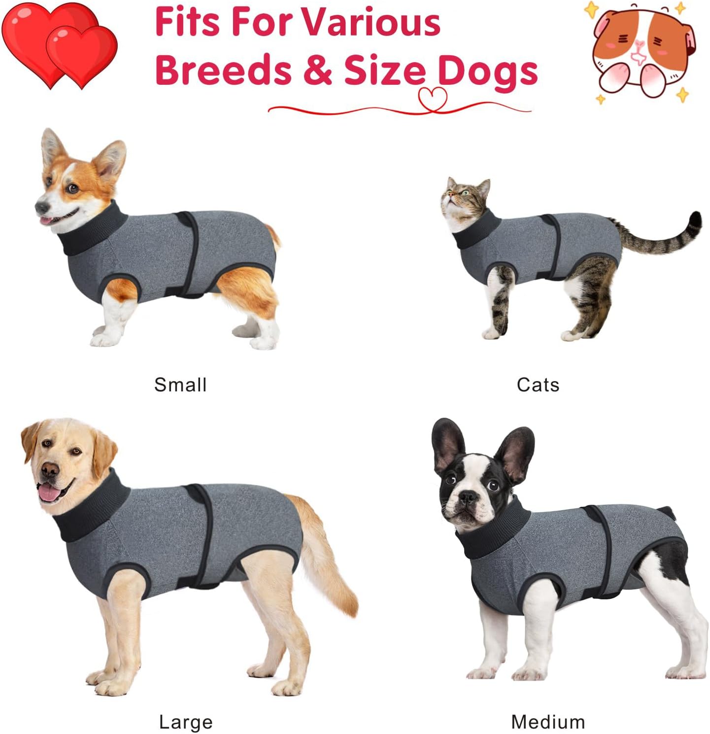Idepet Dog Recovery Suit After Surgery, Onesie for Female Male Dogs, Soft Breathable Pet Bodysuit, E-Collar & Cone Alternative, Anti-Licking Wounds Surgical Spay Suit (M)