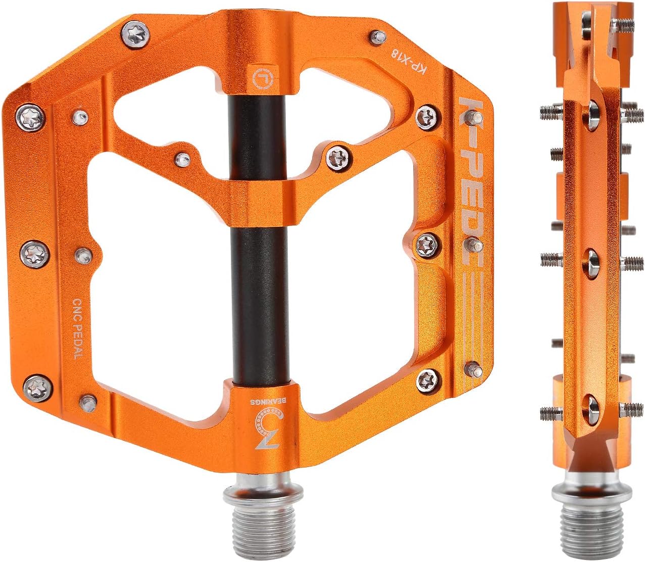 Aluminum Alloy 9/16" Bike Pedal MTB Wide Platform Flat Non-Slip Bicycle Pedals with 3 Bearings for Mountain Bikes, Road, BMX