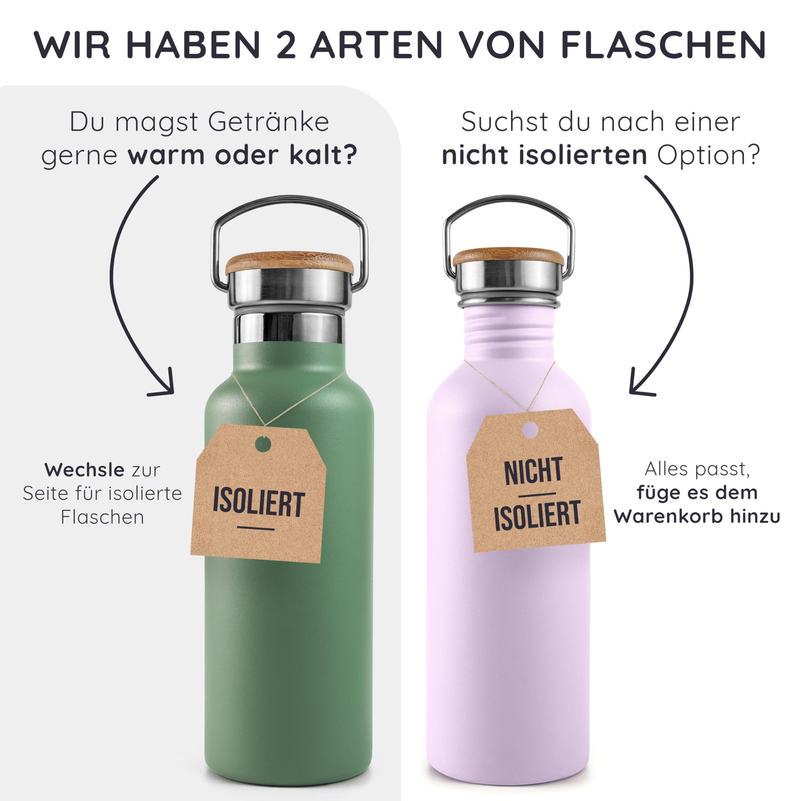 Bambaw Trinkflasche Edelstahl 500ml, Nicht-isolierte Schwarze Flasche, Kinder Trinkflasche Metall, Plastikfreie Flasche – Tiefschwarz Sport & Freizeit