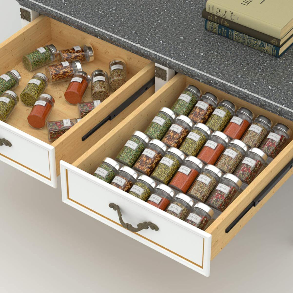 Mikinona Acryl Gewürzregal Organizer Erweiterbar für Gewürzflaschen