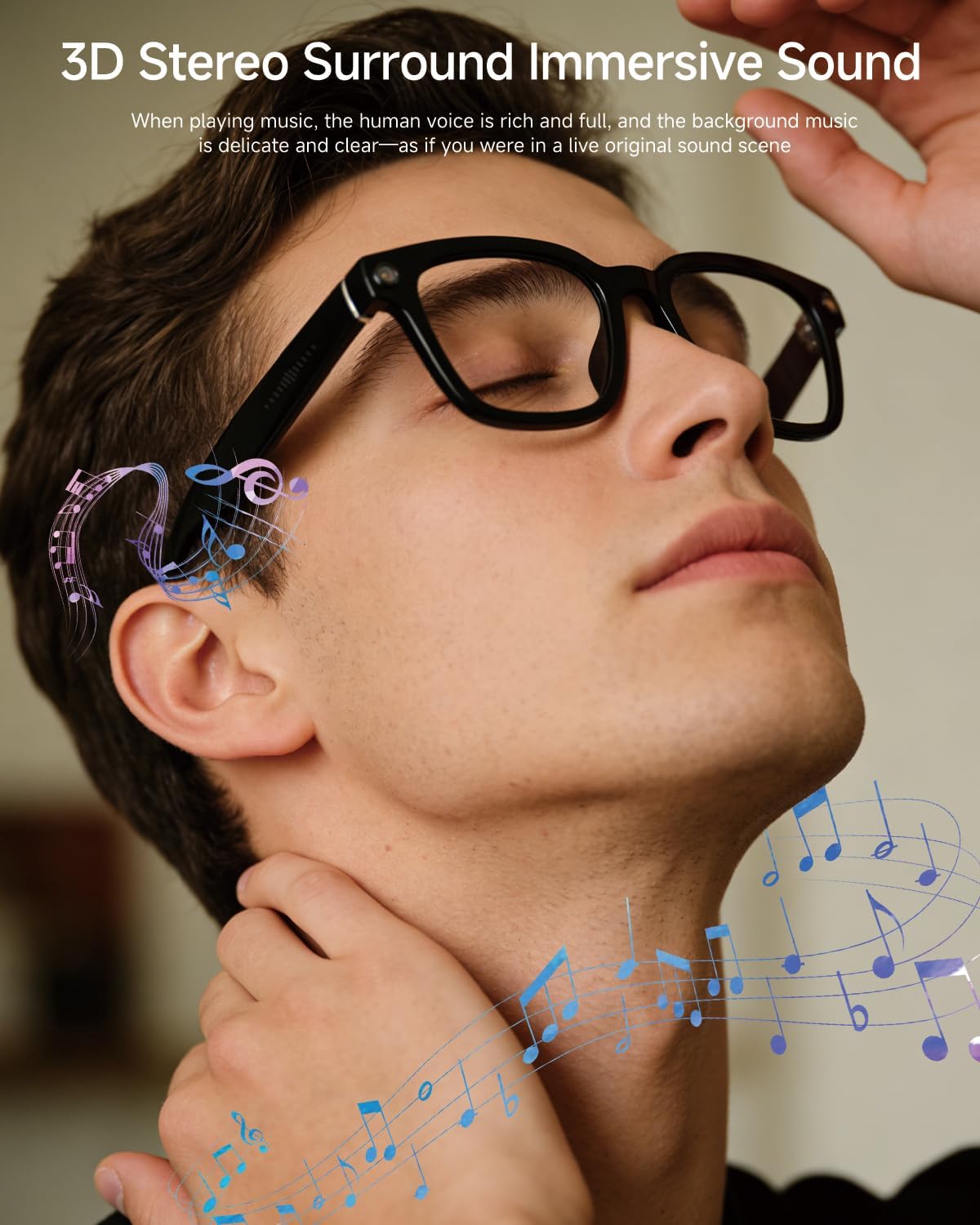 AI Smart Glasses with Camera, 8MP 1080P HD Video Recording,Open-Ear Bluetooth Audio, AI Assistant & Real-Time Translation, Hands-Free Smart Glasses for Men & Women, Black