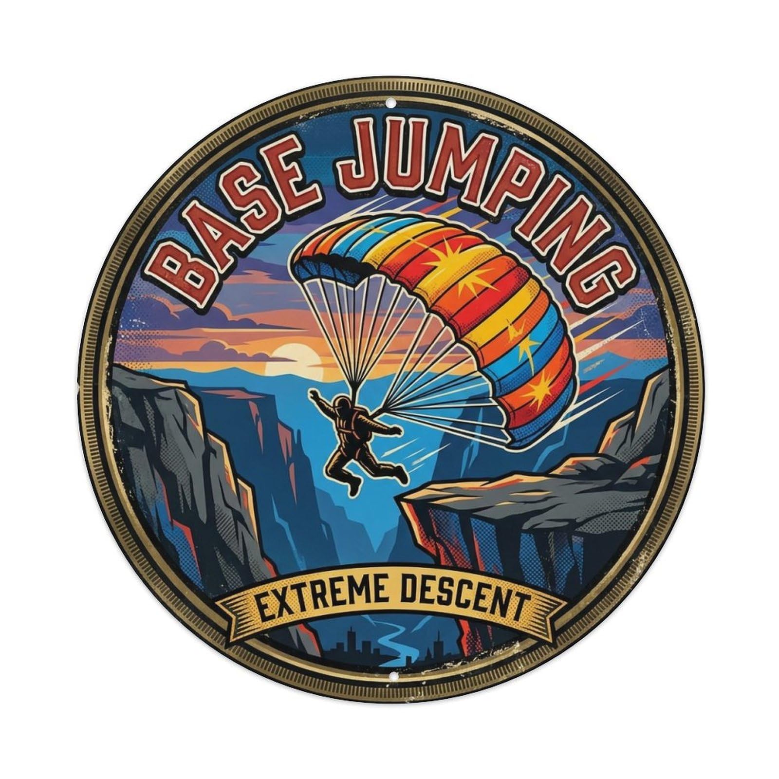 Vintage BASE Jumping Extreme Sports Badge Metal Tin Sign