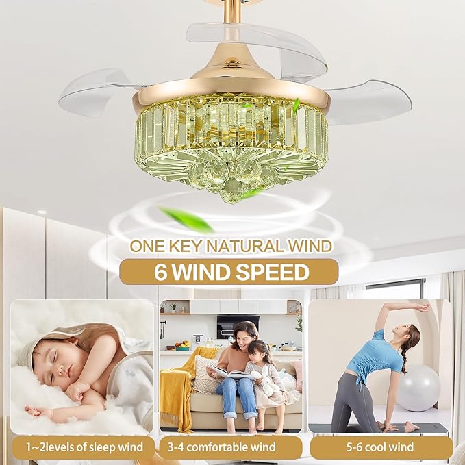 Ventilador de Techo 30" Con Luz, 6 Velocidades, Aspas Revers miniatura 4
