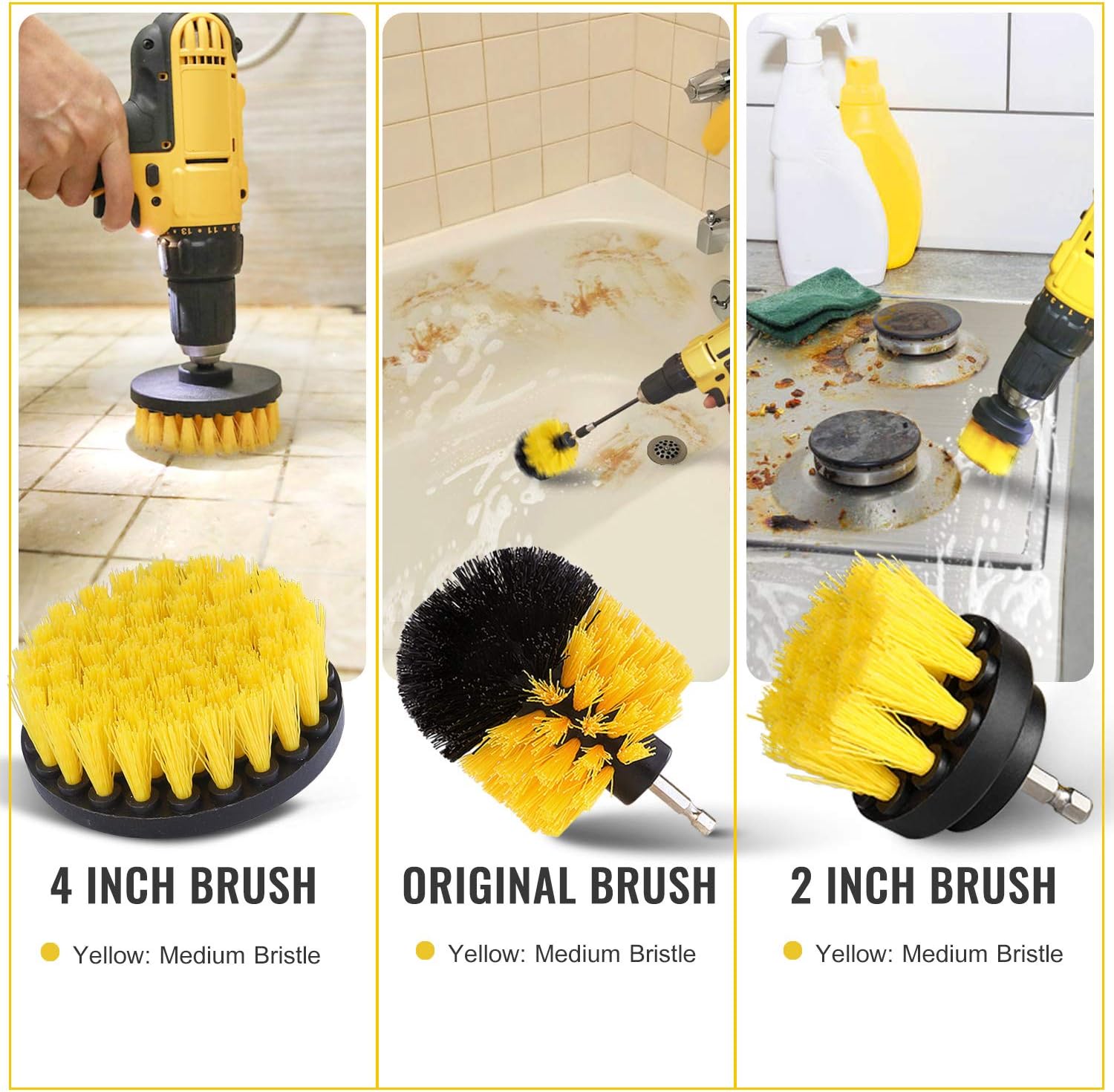 Drill Brush Set for Cleaning - Power Scrubber Drill Brush Pad Sponge Kit with Extend Attachment for Bathroom, Car, Grout, Carpet, Floor, Tub, Shower, Tile, Corners, Kitchen