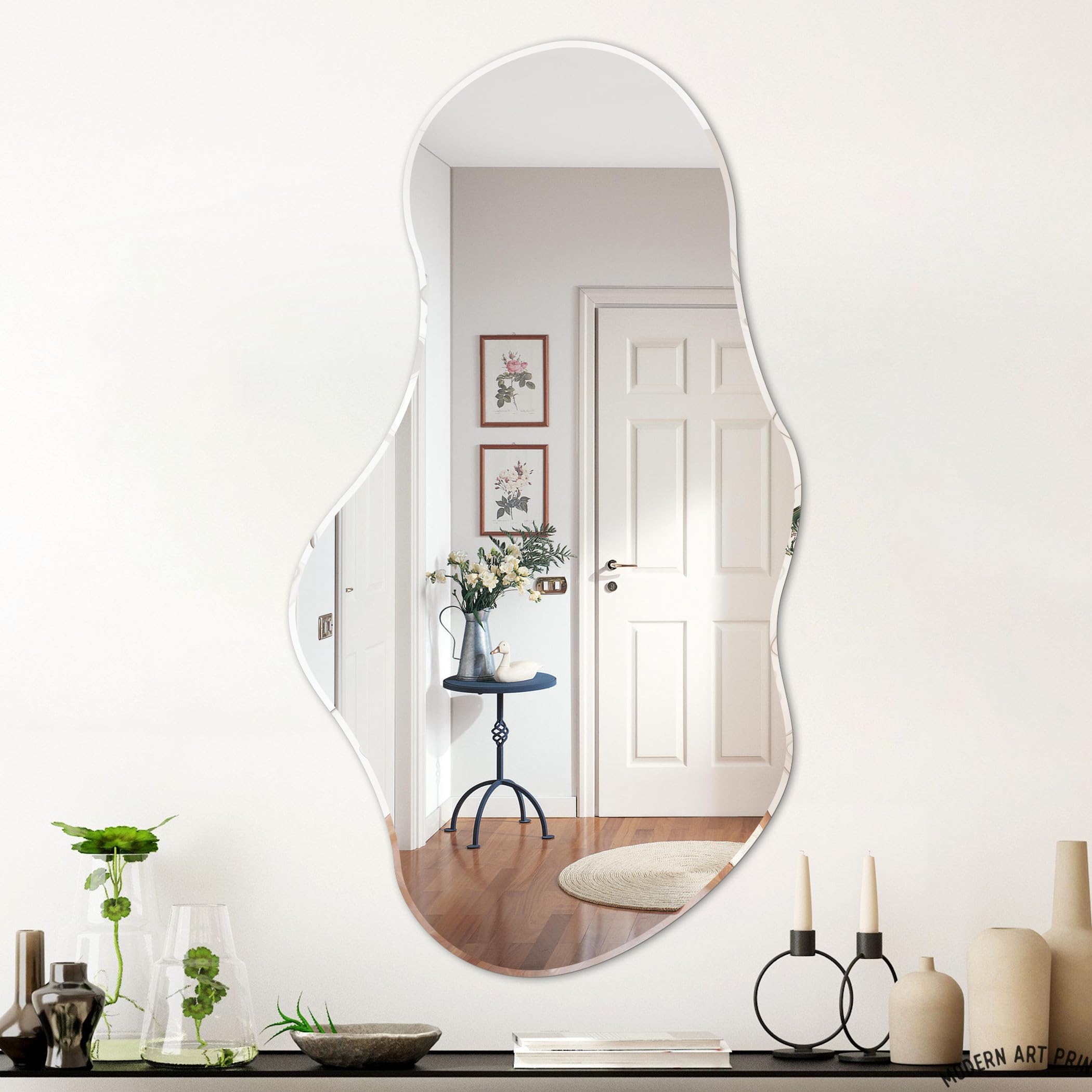 FUNGLIJIE Irregular Wall Mirror, Large 43"x24" Asymmetrical