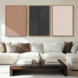 ANHUIB Boho Wall Art Large Neutral Wall Decor Abstract Line Painting for Living Room Bedroom Office 16x24 Inch Set of 3