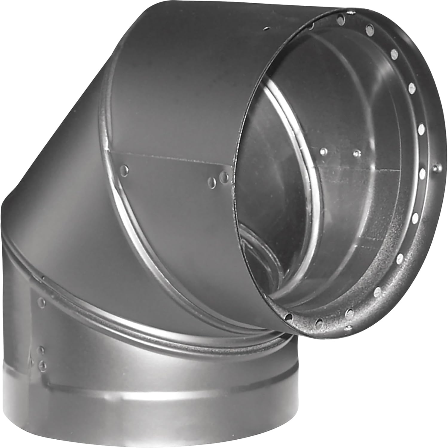 DuraVent DVL 6 in. Dia. x 6 in. Dia. 90 deg. Galvanized Steel/Stainless Steel Double Wall Black Elbow