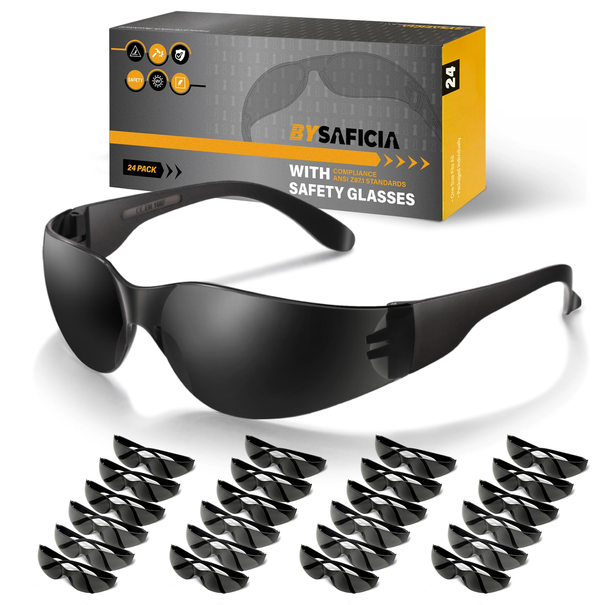 Clear Safety Glasses Bulk Pack of 24, UV Protection and Impact Resistant Lens, Safety Goggles for Men Women, Protective Eyewear with ANSI Z87.1 for Outdoor Work, Construction, Industrial Work, Lab — Amazon image 8