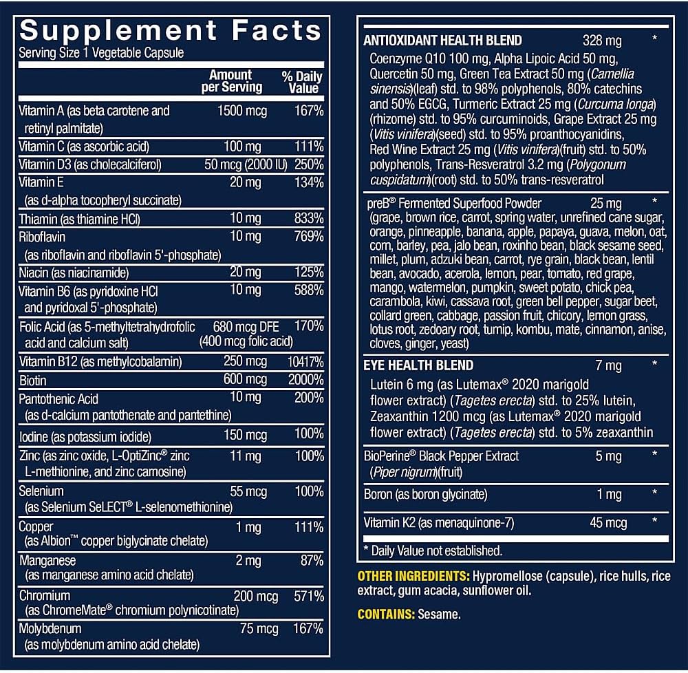 Vthrive Once-Daily Bioactive Multivitamin for Women 50+ Supports Stress Relief, Healthy Aging, & Overall Wellness with Essential Nutrients & Antioxidants (30 Vegetarian Capsules)