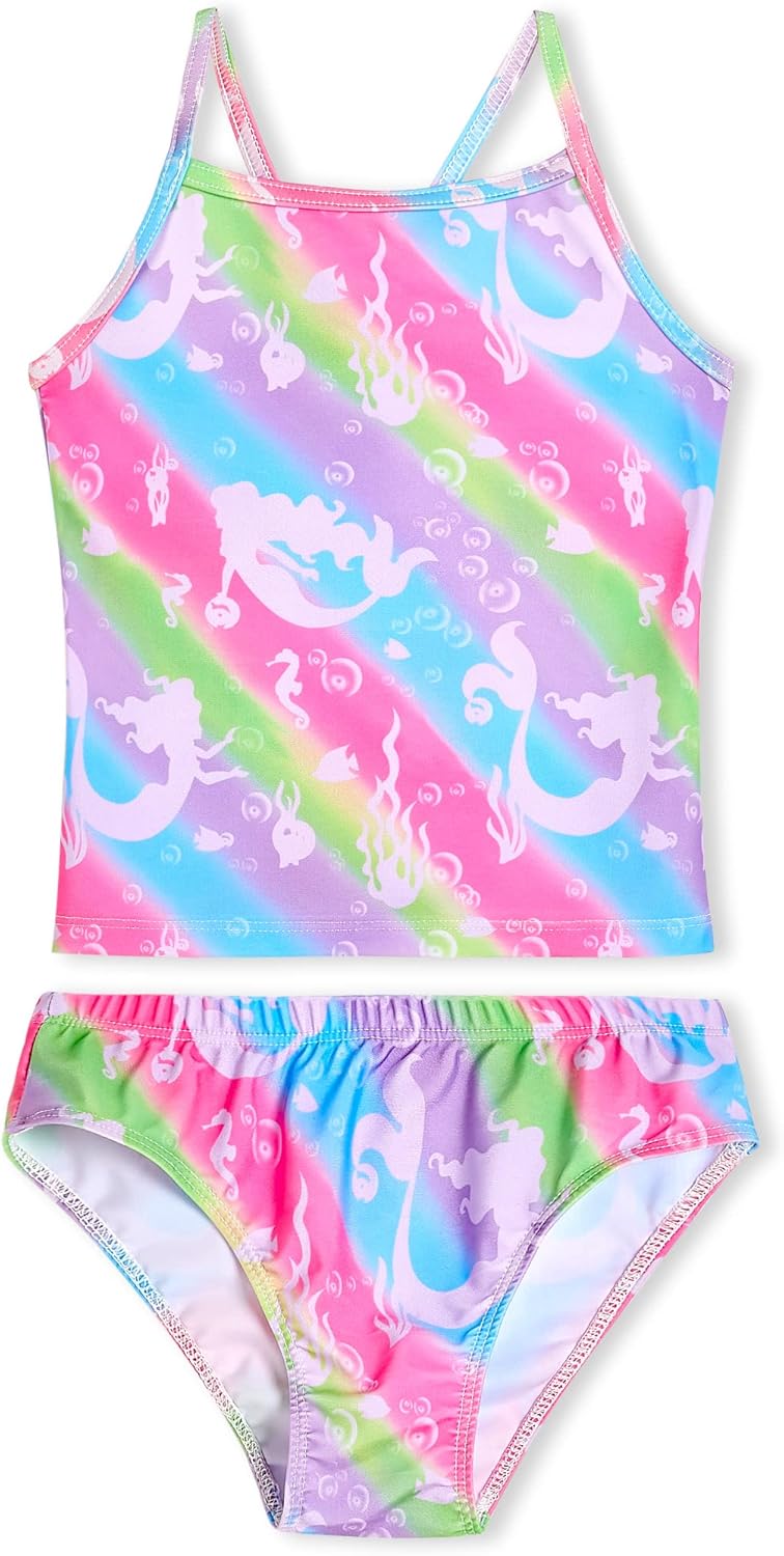 Girls Tankinis Two Pieces Swimsuits Hawaiian Beach Sport Bathing Suit Set for 2-12 Years Old Kids