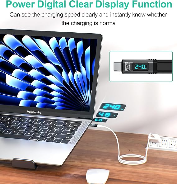 240W USB C Magnetic Adapter 2Pack, 24 Pin Straight 8K 60Hz USBC 4 40Gbps