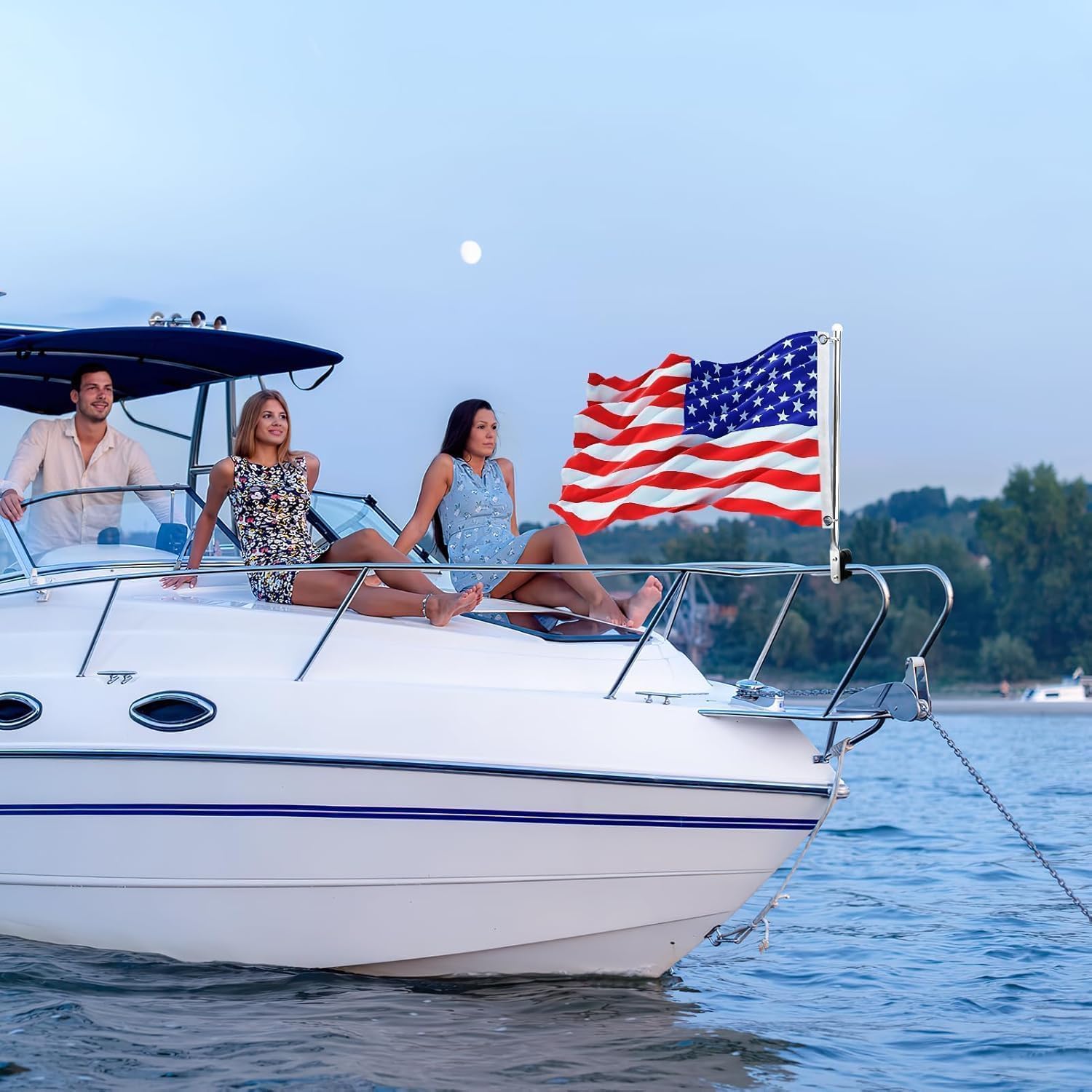 2 Pcs Adjustable Boat Flag Pole Universal, 12”x18” Stainless Steel Clamp on Boat Flag Pole Kits Rail Mount Without Drilling (Without Flag) - Image 5