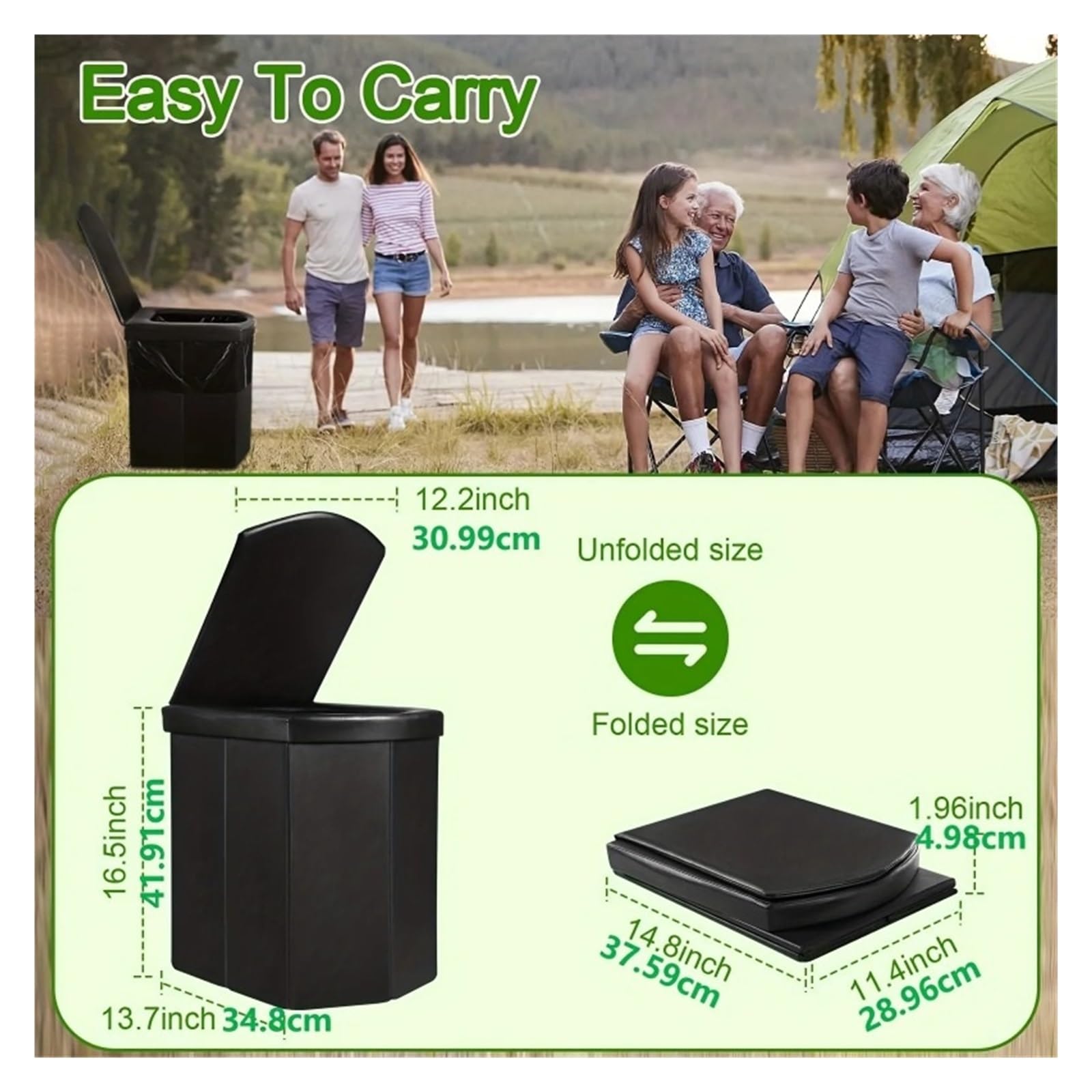 Inodoro Plegable Inodoro portátil for Acampar, Cubo Multifuncional, Inodoro portátil for Adultos, Inodoro Plegable de Viaje, fácil de Instalar