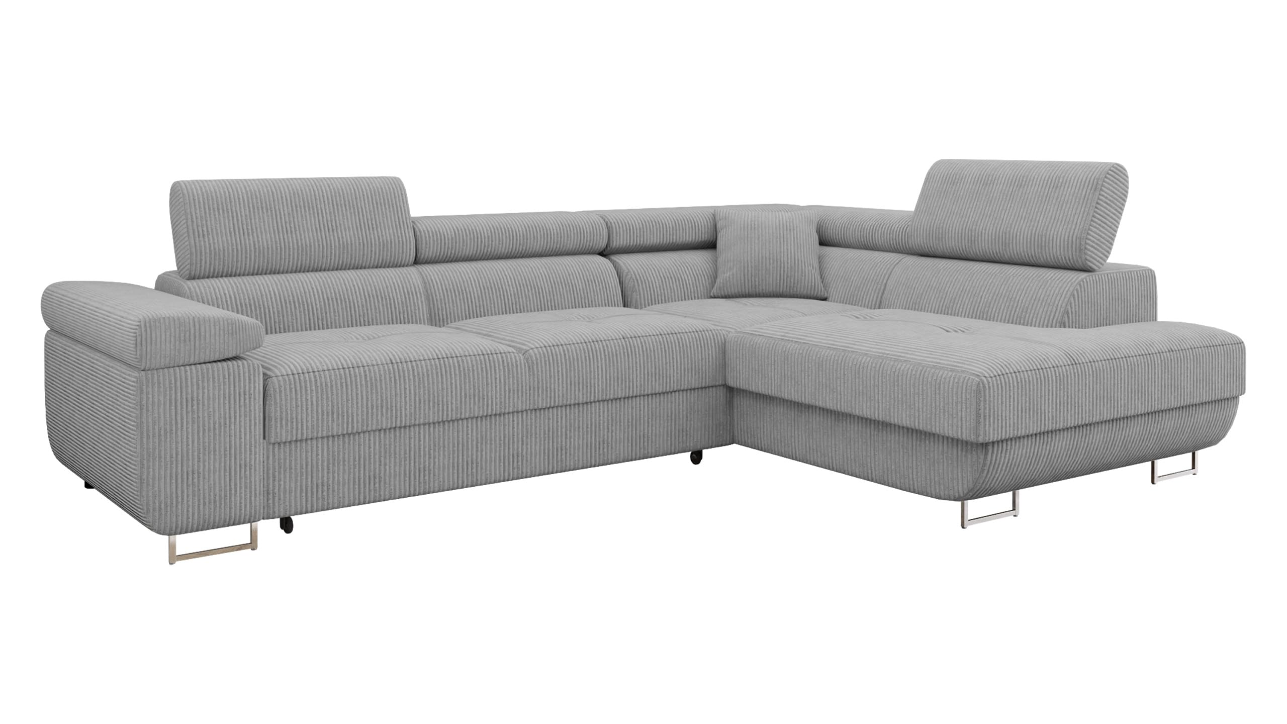 Mirjan24 Ecksofa Torezio Cord mit Bettkasten, rechte Seite – L-Form, Schlaffunktion