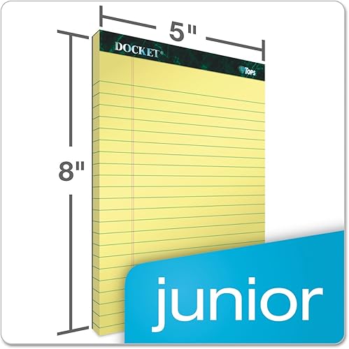 Miniatura 3 de TOPS The Legal Pad - Blocs de notas de tamaño legal, 5 x 8 pulgadas, hojas rayadas, papel color amarillo canario