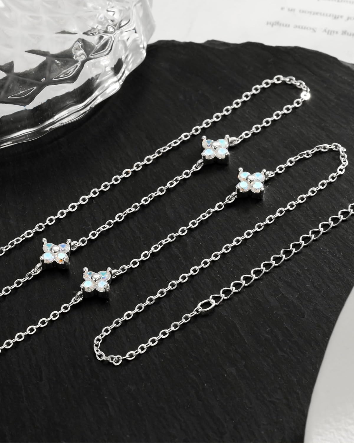 FUNEIA Dainty Silver Gold Necklaces for Women Trendy Non Tarnish 14K Gold Plated Cubic Zirconia Necklace Layered Cute Butterfly Heart Station Choker Necklace Stack for Wedding Prom Brides Jewelry - Image 4