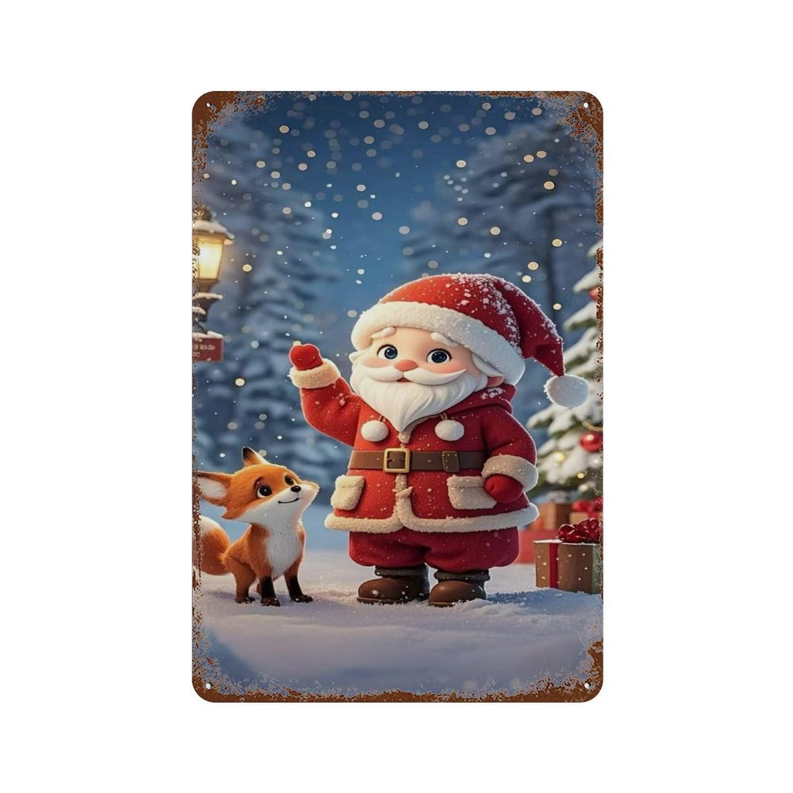 Tableau métal vintage Santa Claus, souvenir d'enfance en décoration murale