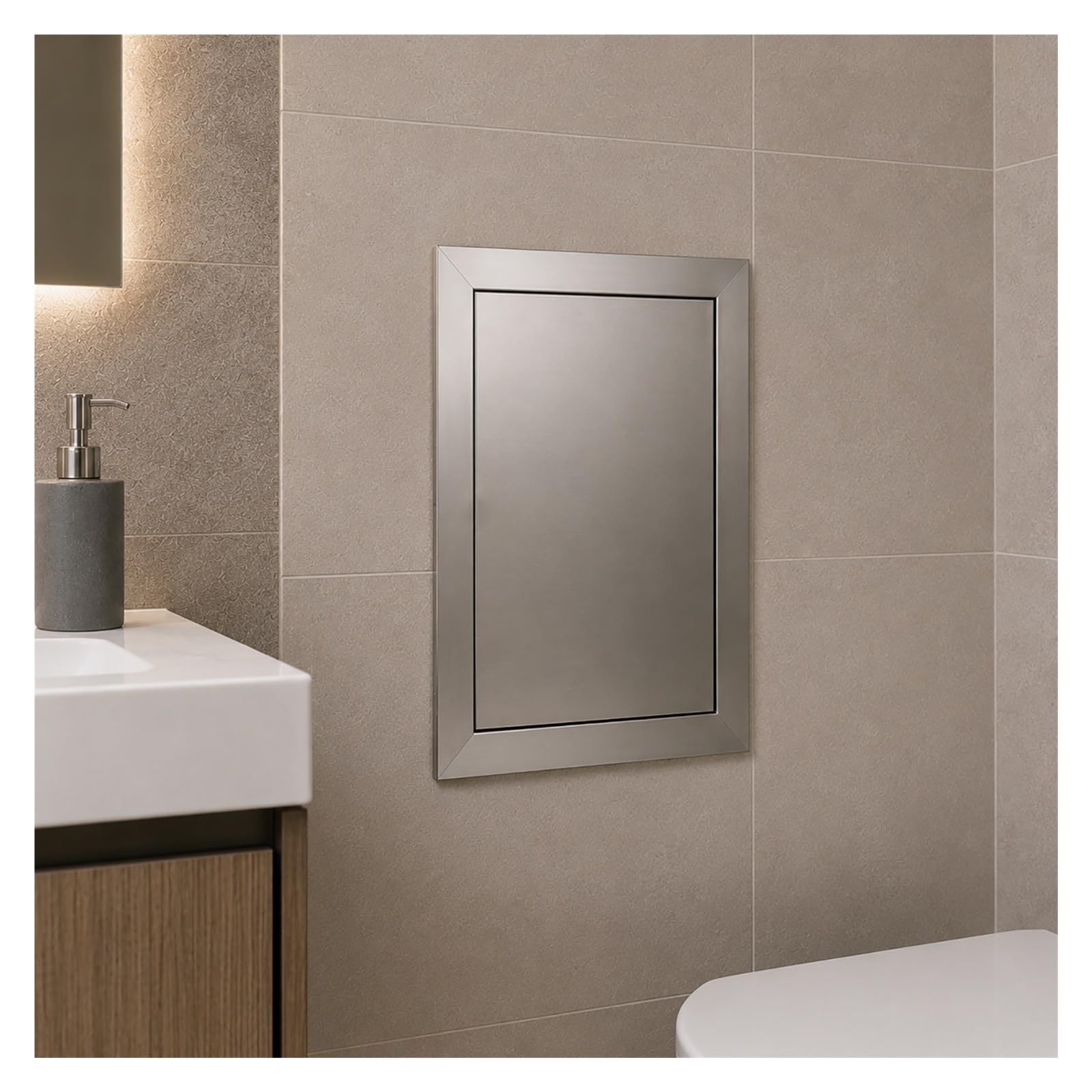 Trappe d'accès d'excellence en acier inoxydable brossé avec fermeture magnétique 61x91