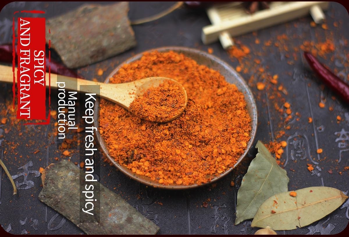 HaoBase Chinese chili dipping powder 3.52 oz/100g, szechuan HotPot/BBQ red chilli powder Spicy seasoning