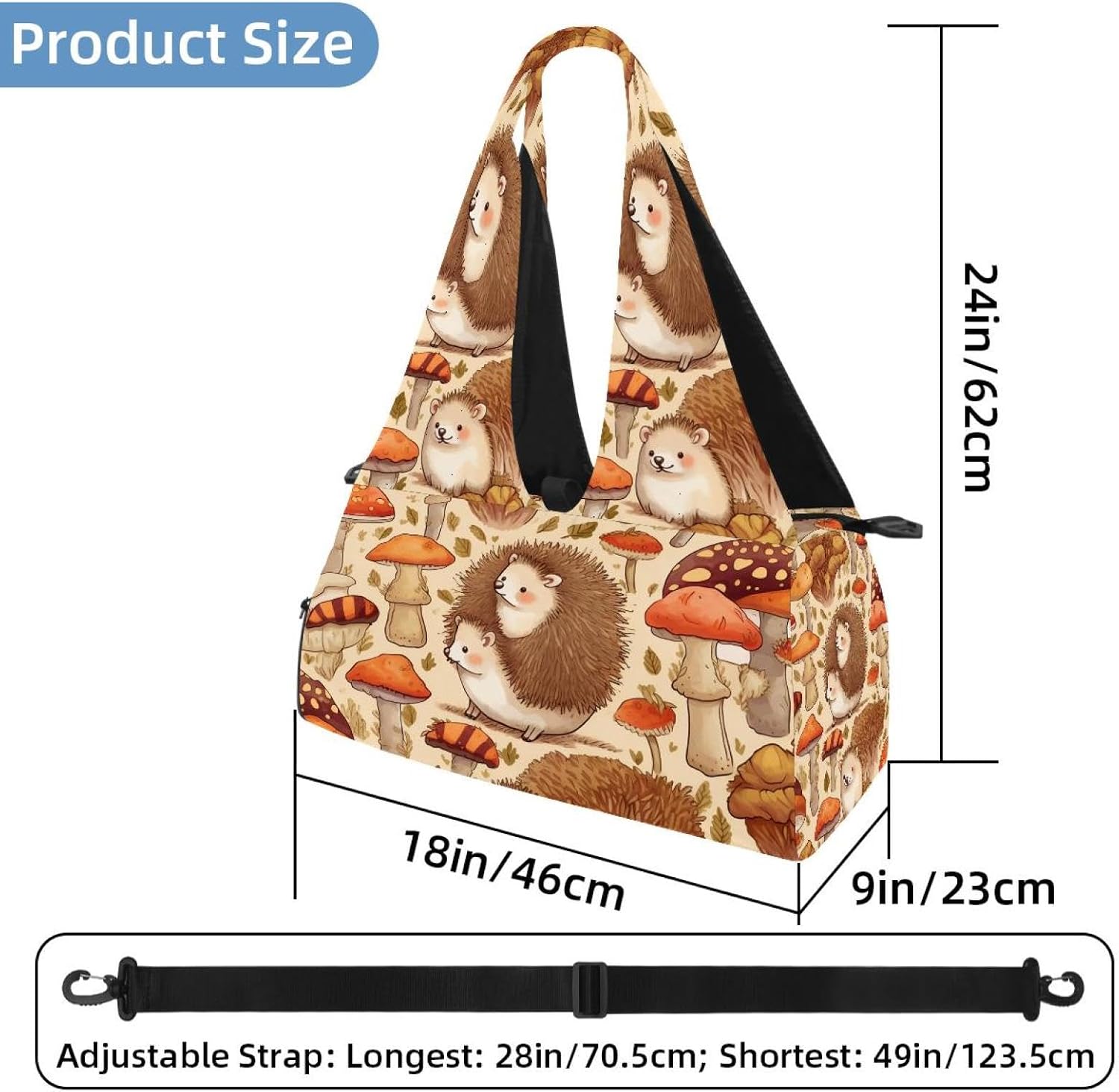 Gym Bag for Women, Gnomes and Hearts Yoga Mat Bag with Shoe Compartment, Sport Yoga Gym Bag with Yoga Strap, Carryall Yoga Tote Bag