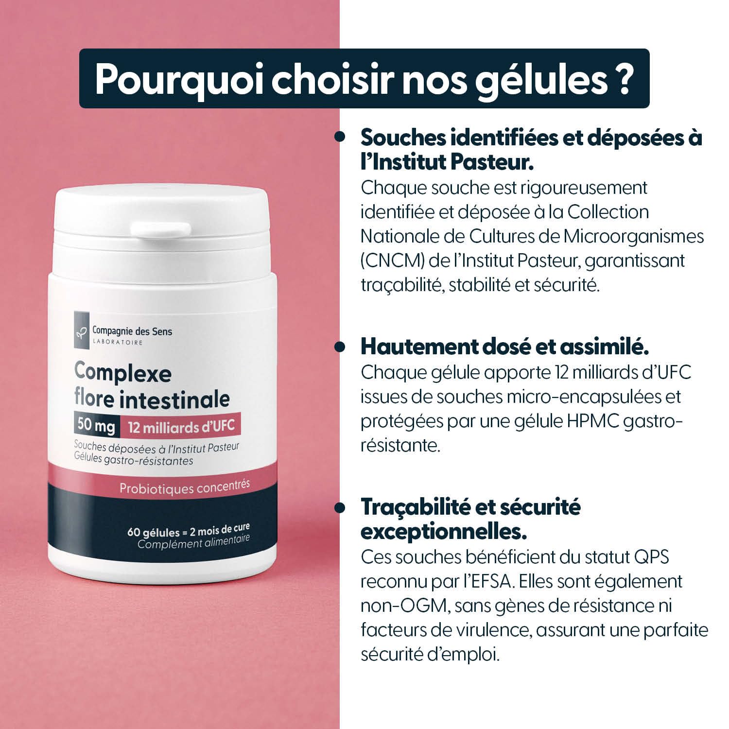 Probiotiques 12 milliards UFC – 4 souches déposées Institut Pasteur – Gélules gastro-résistantes – 180 gélules