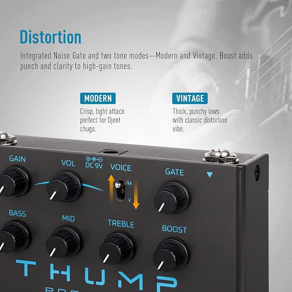SONICAKE High-Gain Distortion Guitar Pedal Three-band EQ Two Tone Modes