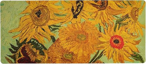 ALAZA Alfombrilla de mouse grande para videojuegos Van Gogh con estampado de girasoles, alfombrilla para teclado con base de goma antideslizante