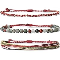 Vista 467 de Handmade Natural Stone Beaded Healing Bracelet Gift for Men Adjustable Rope String Bracelet (picasso jasper, Adjustable)