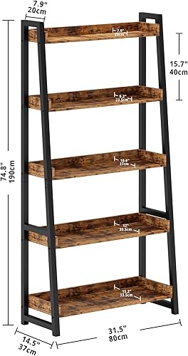 Miniatura 3 de IRONCK Estantería industrial de 5 niveles de 31.5 pulgadas de ancho, estante de escalera para estantería, estantes de almacenamiento, marco de metal