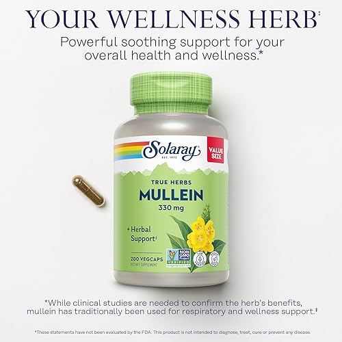 Miniatura 9 de Solaray Hoja de gordolobo soporte de hierbas para una función respiratoria y bronquial saludable vegano 100 cápsulas vegetales