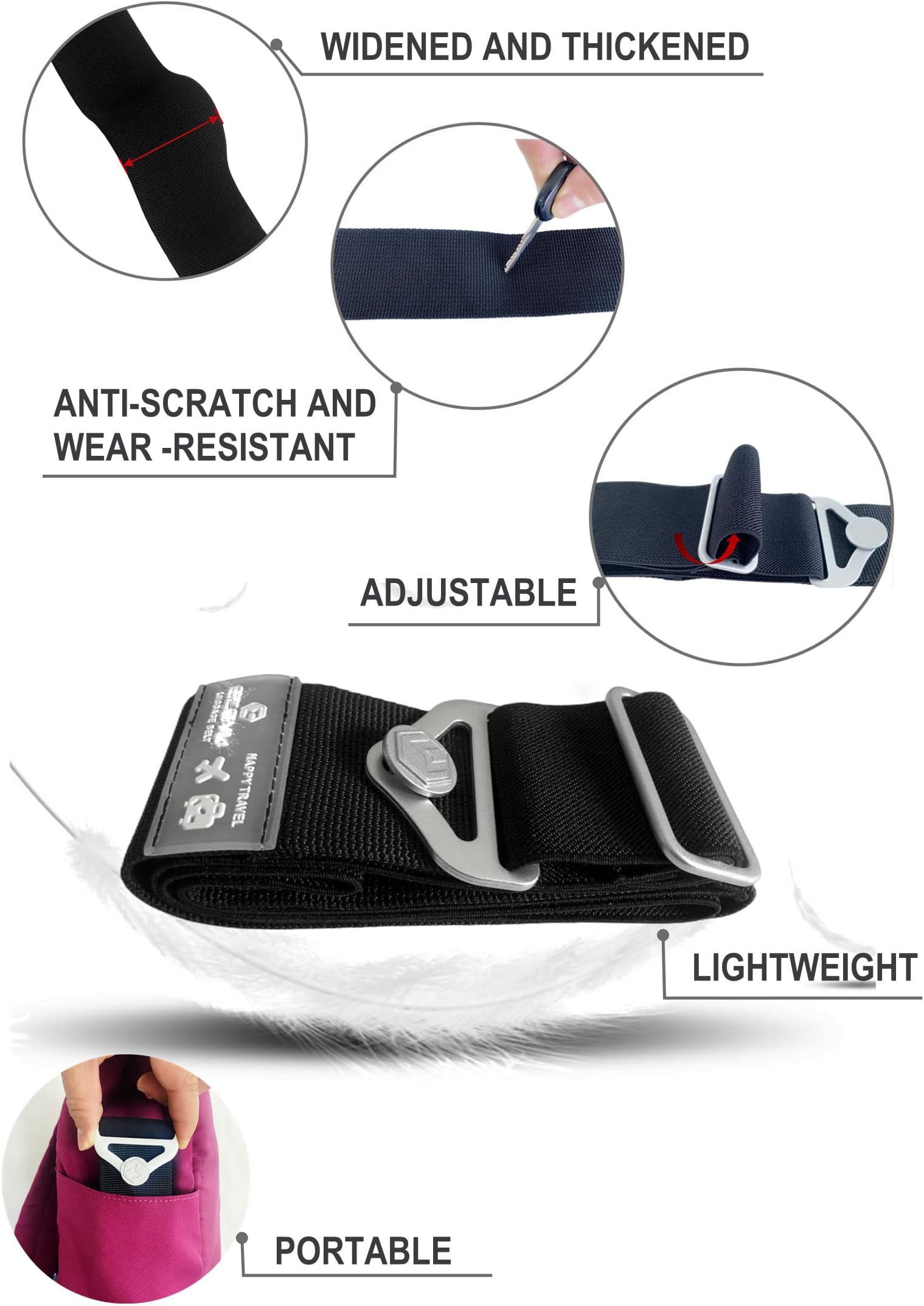 2-in-1 Adjustable Elastic Travel Belt for Luggage Straps Add a Bag JOONMING Luggage Strap Over Handle Suitcases Belt for Carry On Bag for Suitcases Add a Bag for Airport, Trip, Boarding