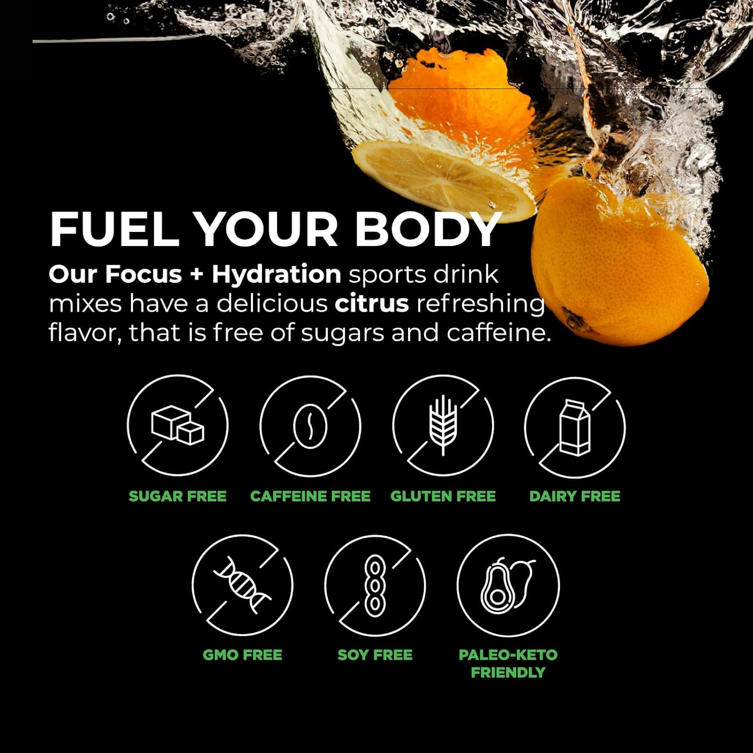 BrainTree Nutrition - Focus + Hydration - Electrolyte Drink Mix - Total Body Hydration - Supports Cognitive Function, Energy & Muscle Recovery - Sugar Free - Citrus - 30 Stick Packs