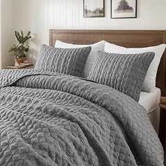 WDCOZY Dark Grey Quit Twin Size Bedding Sets with Pillow Sham, Lightweight Soft Bedspread Coverlet, Quilted Blanket Thin Comforter Bed Cover, All Season Spring Summer, 2 Pieces, 68x90 inches