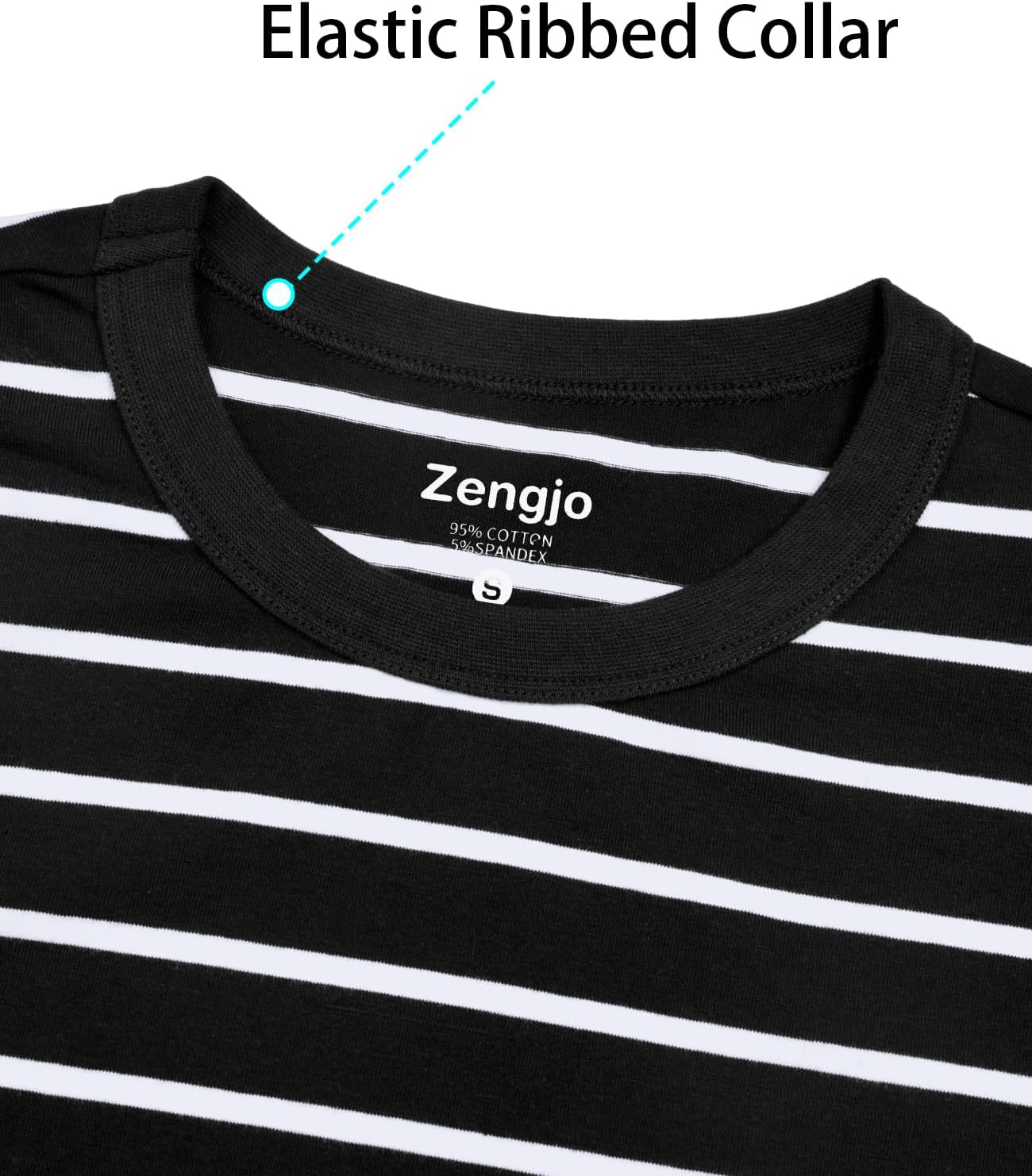 Zengjo Mens Striped T-Shirt Short Sleeve Crewneck Classic Horizontal Stripe Tee Top - Image 4