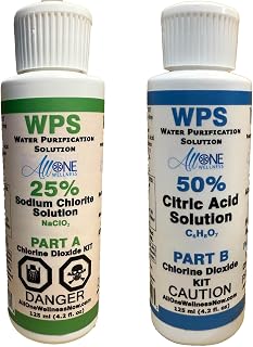 WPS KIT Sodium Solution 25% & Citric Acid 50% 2 Part KIT CDS 125 ml 4.2 oz Water Purification Solution Drops