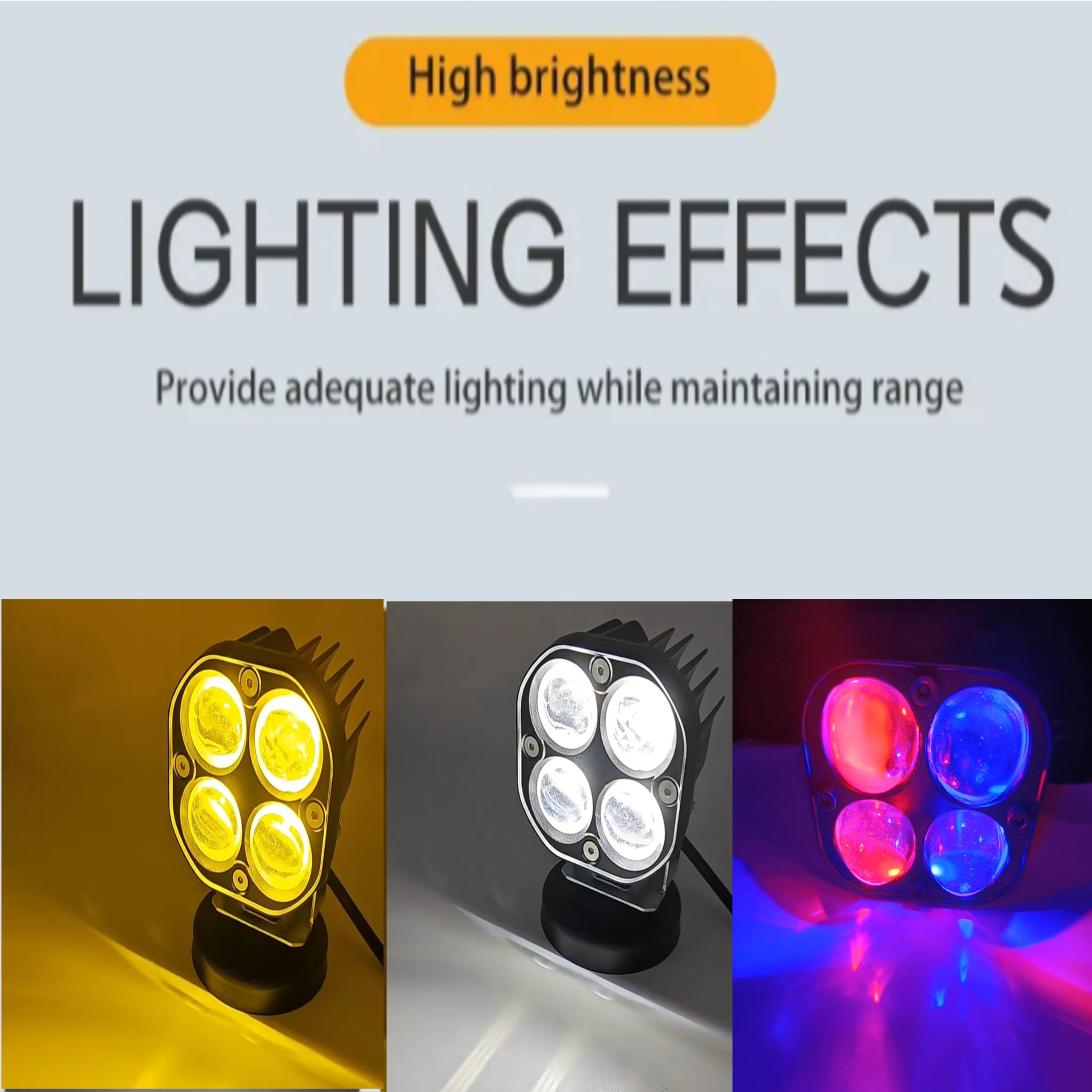 Schsteindar High Brightness Work Light, 4 Modes White,Yellow,Red Mix Blue with White+Yellow Flashing Mode, 50000+ Hours Lifespan, Heat Sink Design Pack Of 1
