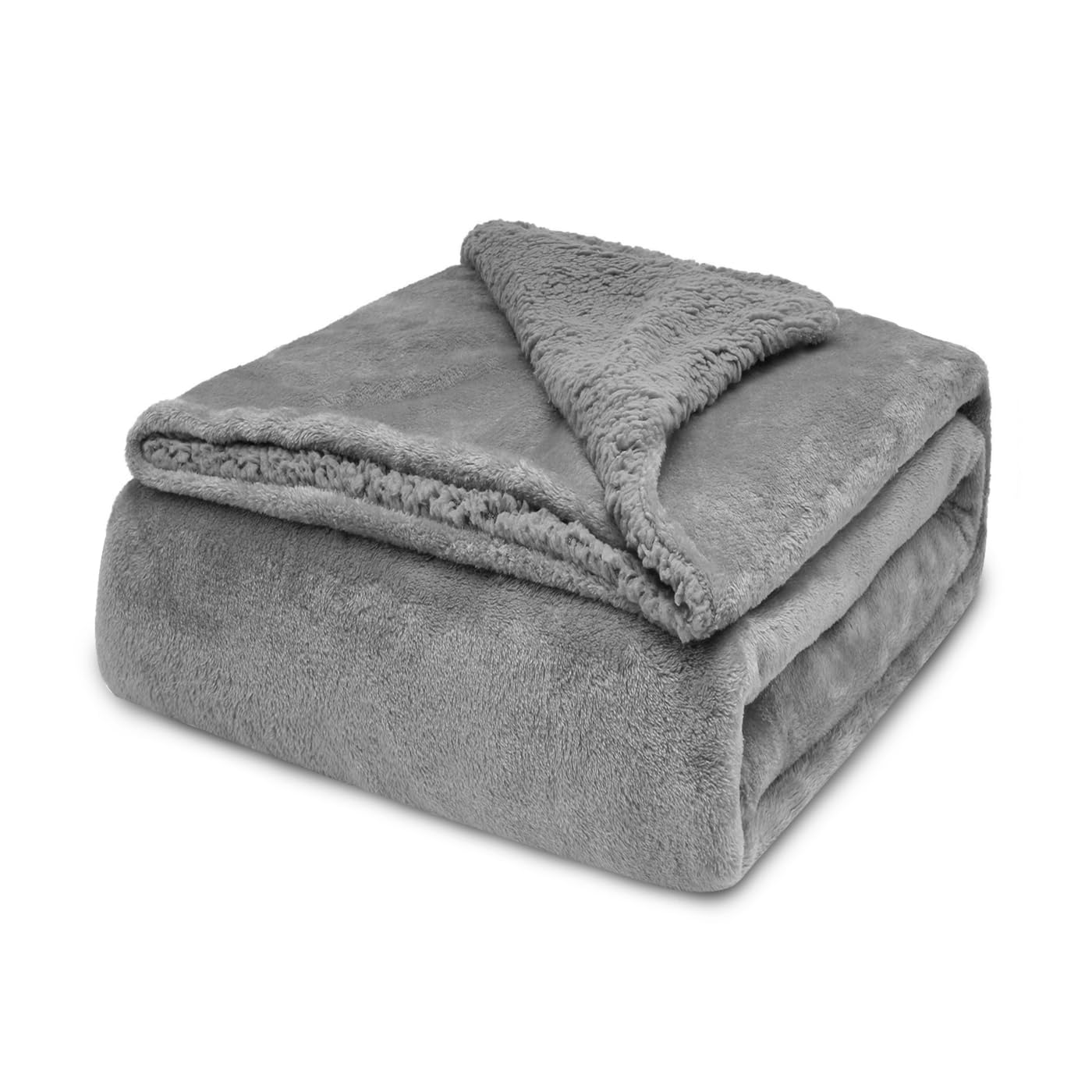 MERCURY TEXTIL-Manta de Borreguito Sherpa Reversible 130x160cm. Extra Suave, Térmica y Multiusos. Manta Caliente para Cama, Sofá y Viaje (Gris)