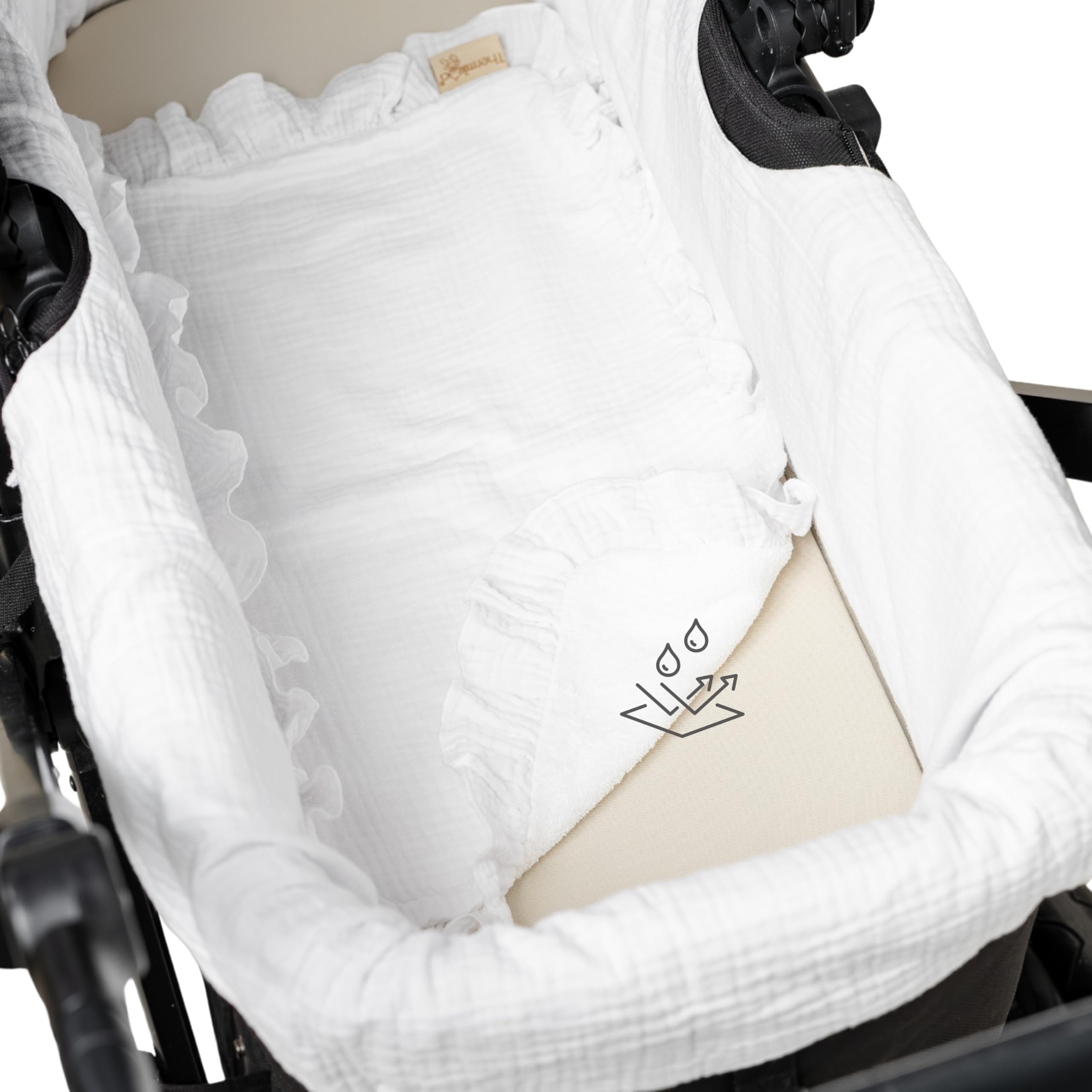 Mussole Neonato per Navicella XL 100% Cotone Mussola Spugna Protezione Assorbente Materassino Senza Plastica 50x30 cm