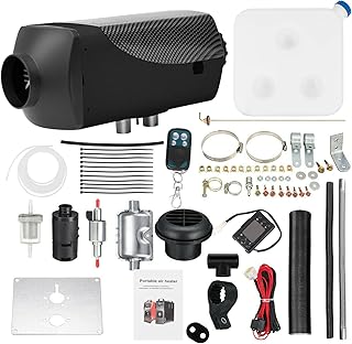 12V 5KW Diesel Air Heater, 5000W Diesel Parking Heater with LCD Monitor, w/10L Tank LCD Thermostat Monitor Muffler Remote Control for Bus Van Boat Trucks Camper Trailer RV., Black