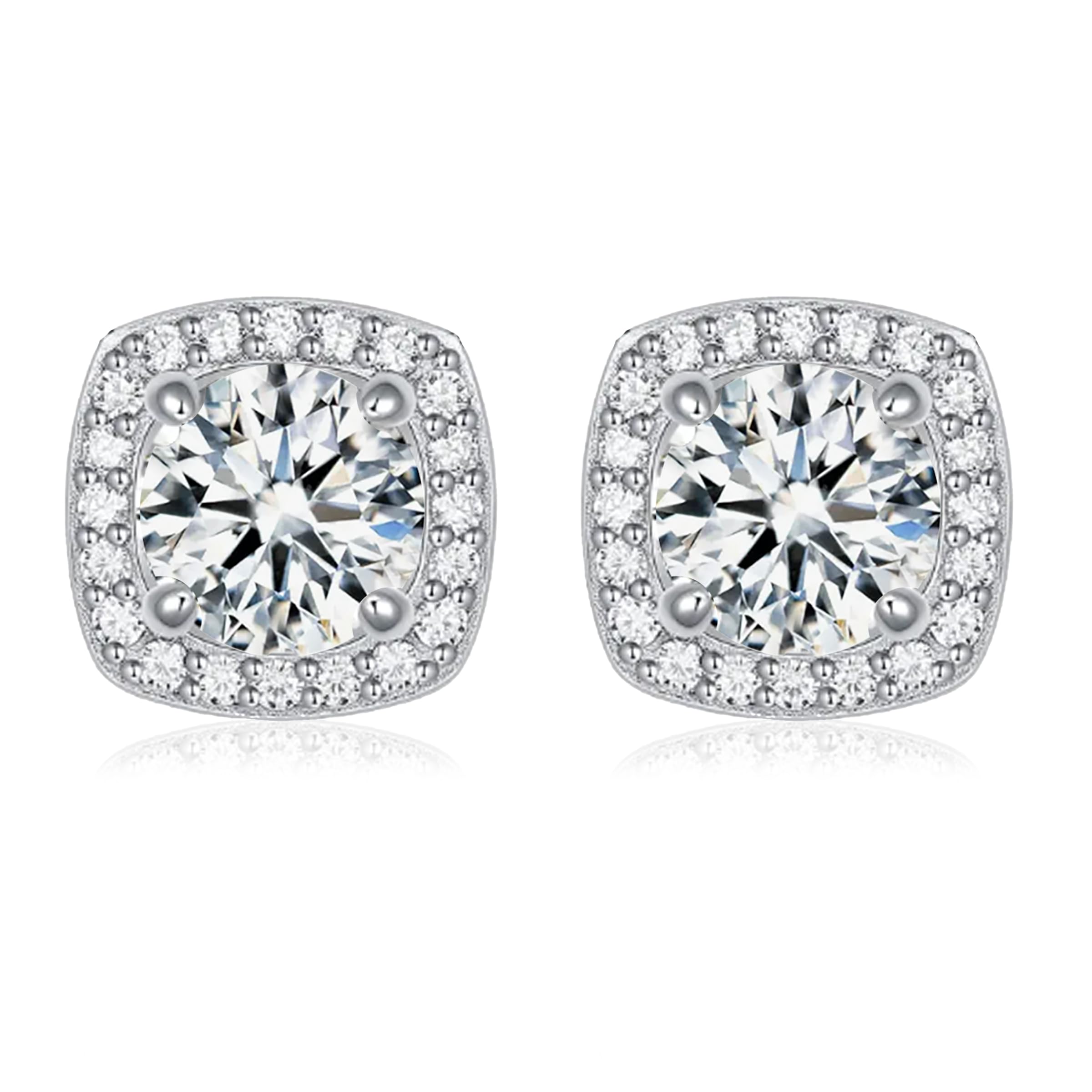 Orecchini In Argento 925 Con Moissanite A Forma Di Cuore/rotondo/quadrato, Regalo Donna Maison Dianie