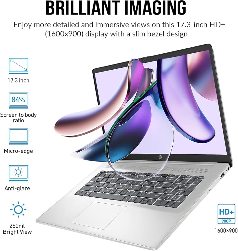 HP Laptops 17 Inch, 17.3" Laptop Computer, HD+ Large Screen, Intel Core i3 (8-Cores), 32GB RAM 1TB SSD, Windows 11 Pro, Number Pad, Wi-Fi 6, USB-C image 6