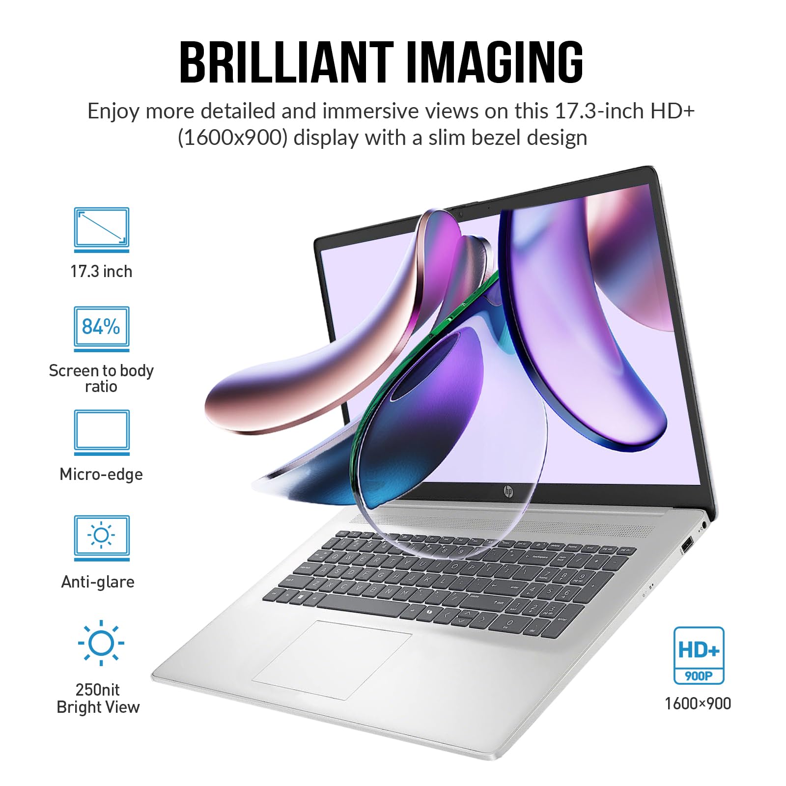 HP 2025 Laptops 17 Inch, 17.3" Laptop Computer, HD+ Large Screen, Intel Core i3 (8-Cores), 32GB RAM 1TB SSD, Windows 11 Pro Lifetime Office, 10 Key Number Pad, Wi-Fi 6, USB-C