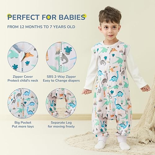 Miniatura 9 de WONDAY Saco de dormir para bebé, saco de dormir de 12 a 18 meses, saco de dormir ligero para bebé, saco de dormir para bebé con pies, sacos de