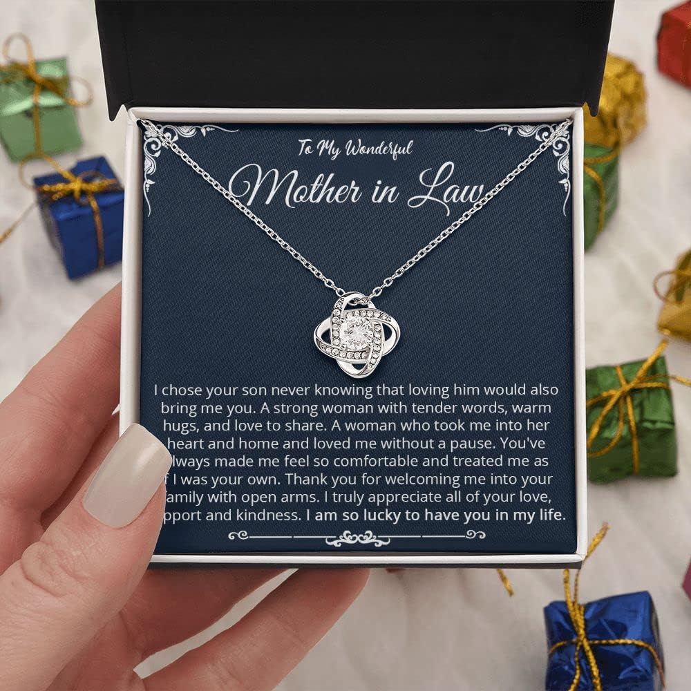 To My Mother in Law Necklace from Daughter | Gift To Mother-in-Law for Birthday Mother's Day with Message Card and Box Meaning To Mom-in-Law, Pendant Jewelry 14k White Gold for Women - Image 2