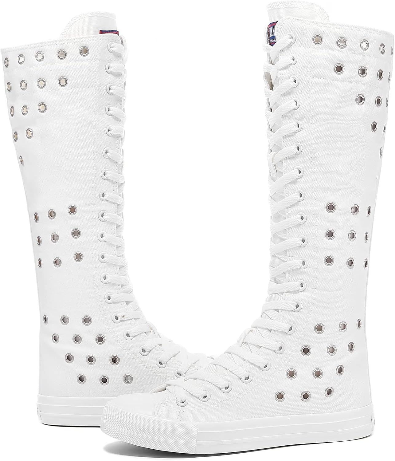 Momuk Girls Women Stylish Canvas Knee High Boots Causal Sneakers School Shoes Size 11 B(M) US White image 3