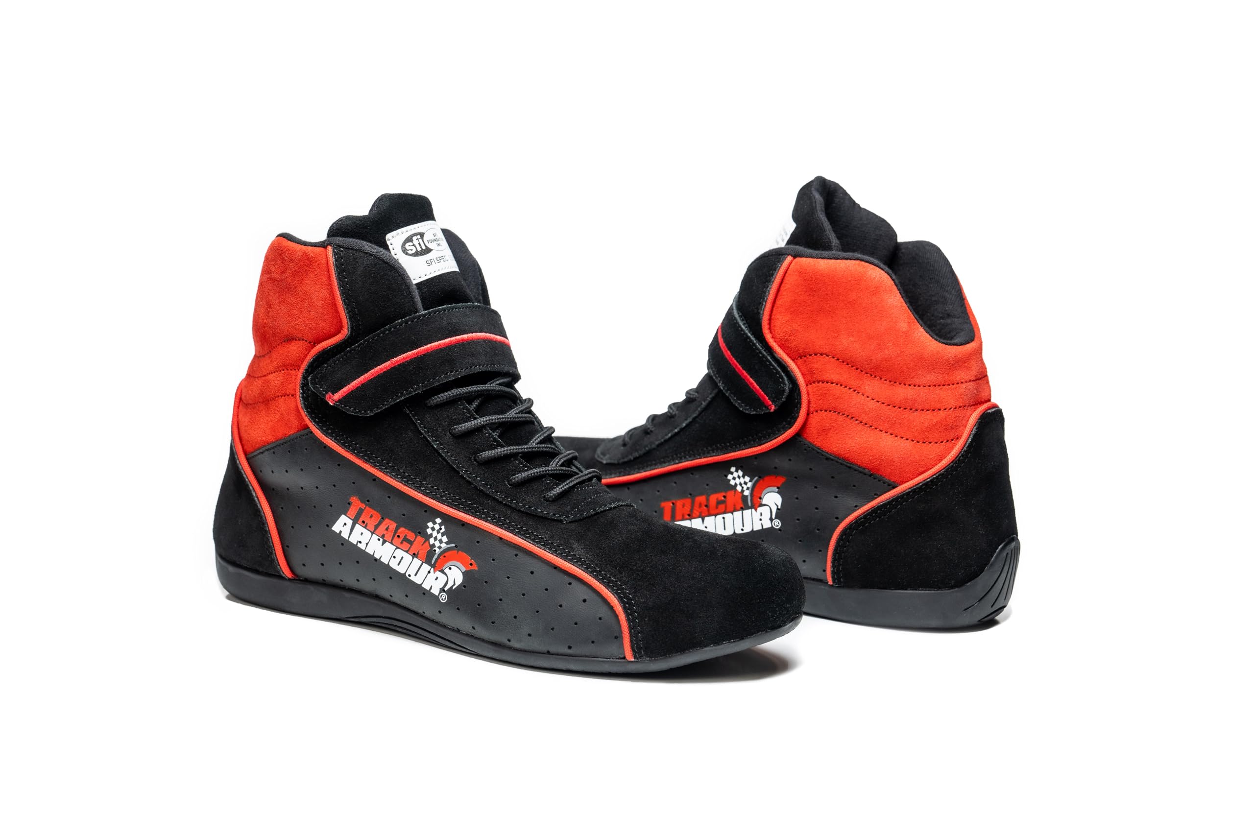 TRACK ARMOUR] SFI 3.3/5 Auto Racing Shoes Black (Black, US Footwear Size System, Adult, Men, Numeric, Medium, 10.5)