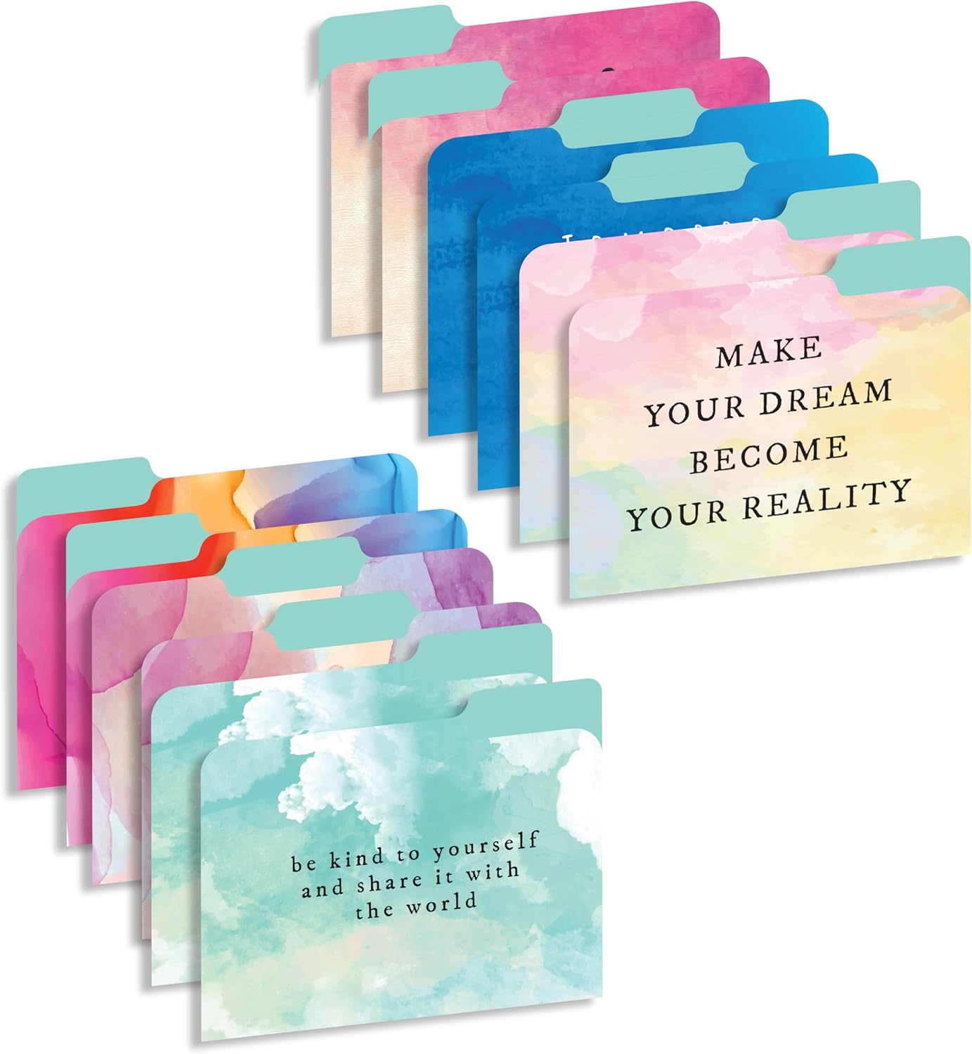 New Generation Decorative File Folders, Watercolor, Letter Size,12 Pack, image 2