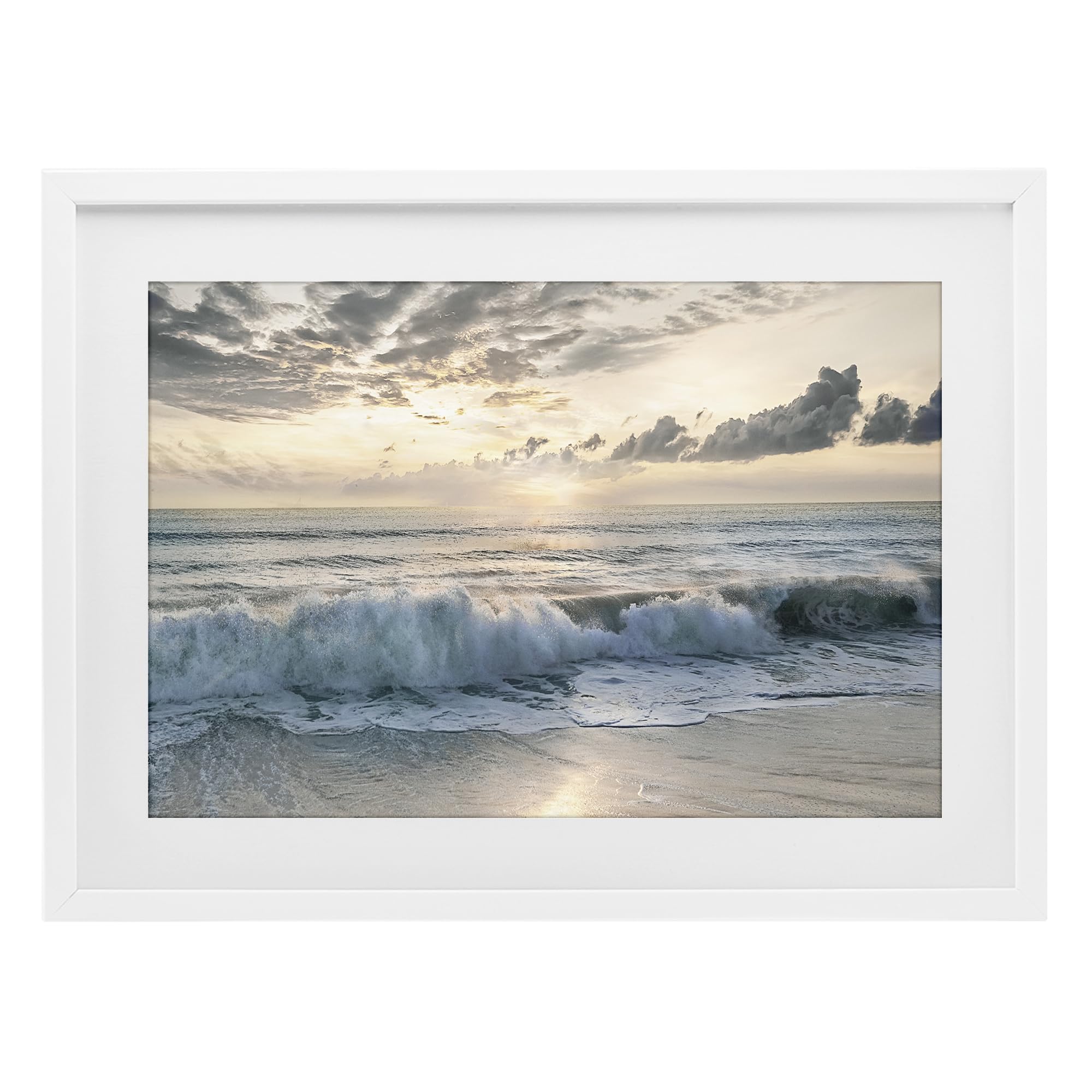 Sunset Shoreline Coastal Seascape, 17 x 23 Inch Framed Print Under Glass